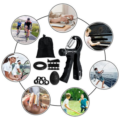 6-Piece Grip Strength Trainer Set – Adjustable Hand Gripper, Forearm & Finger Exercisers for Muscle Building & Recovery