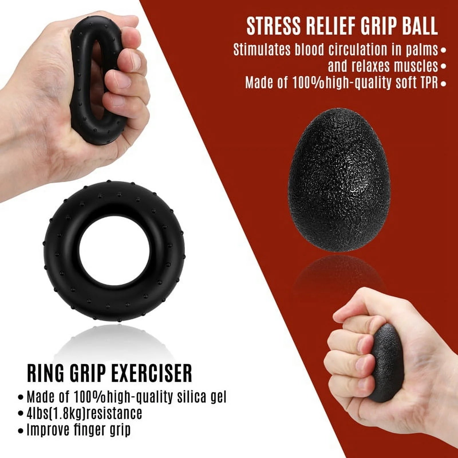 6-Piece Grip Strength Trainer Set – Adjustable Hand Gripper, Forearm & Finger Exercisers for Muscle Building & Recovery