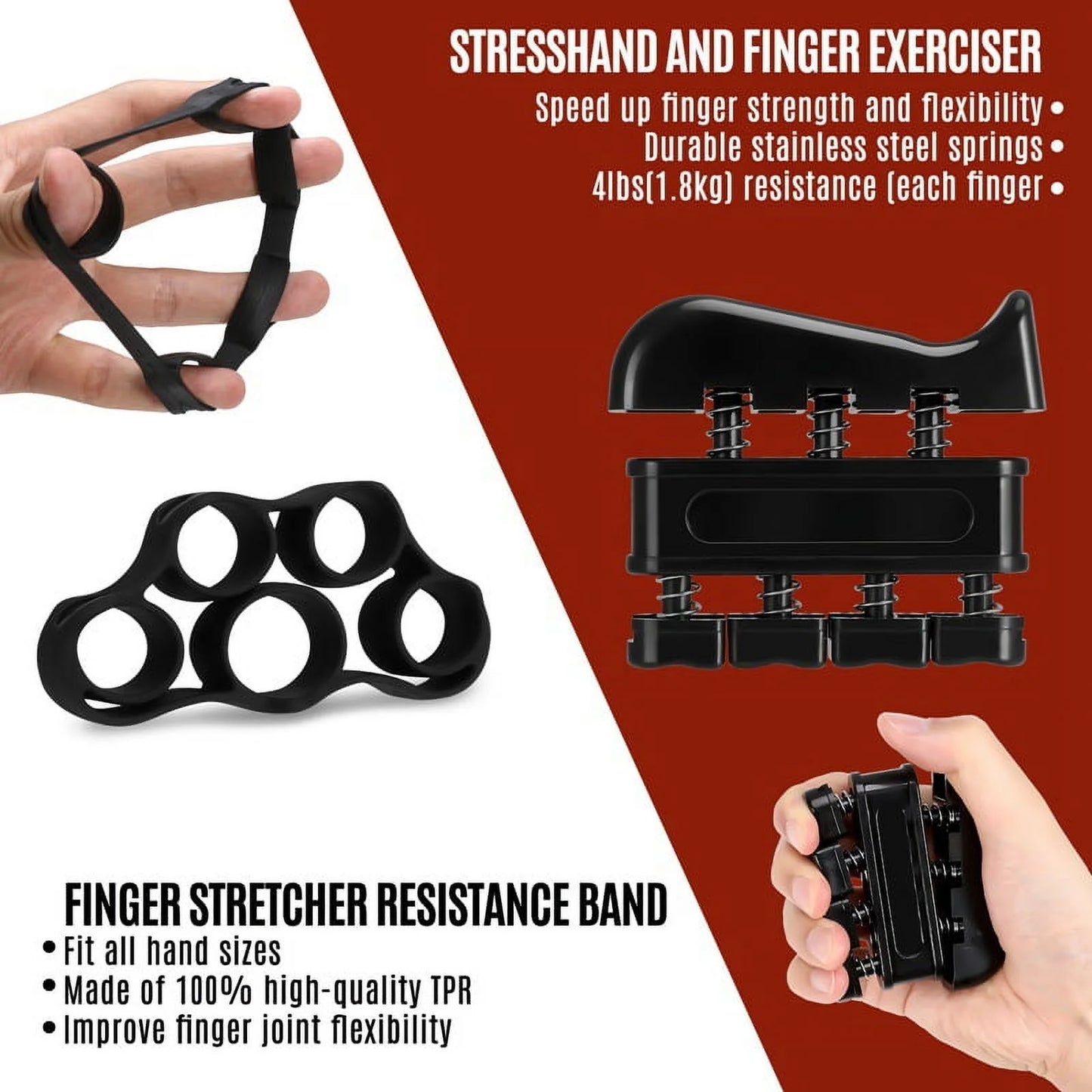 6-Piece Grip Strength Trainer Set – Adjustable Hand Gripper, Forearm & Finger Exercisers for Muscle Building & Recovery